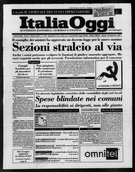 Italia oggi : quotidiano di economia finanza e politica